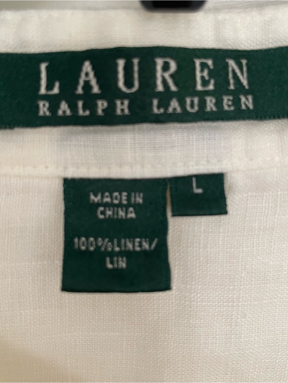 Ralph Lauren White Linen Button popover tunic blouse 3/4 sleeves large - Picture 6 of 8